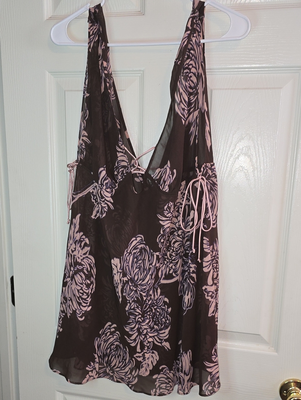 Gilligan & O'Malley Brown‎ Sleepwear Top with Pink Floral Print